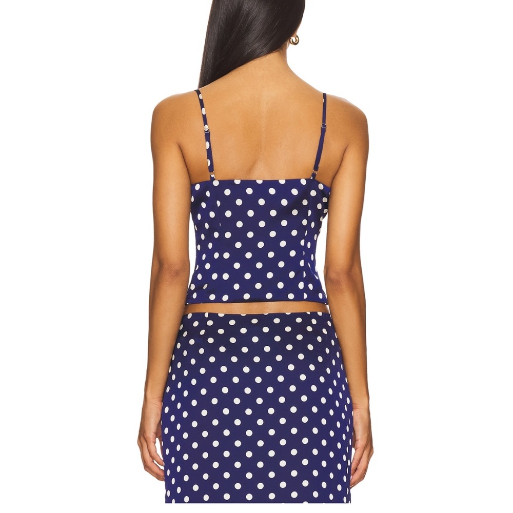 Polka Dot Navy Two-Piece Skirt Set - Picture 3 of 6